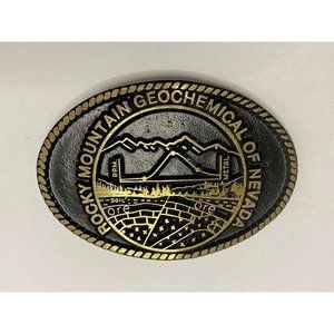 Rocky Mountain Geochemical Of Nevada Brass Dynabuckle Belt Buckle Vintage